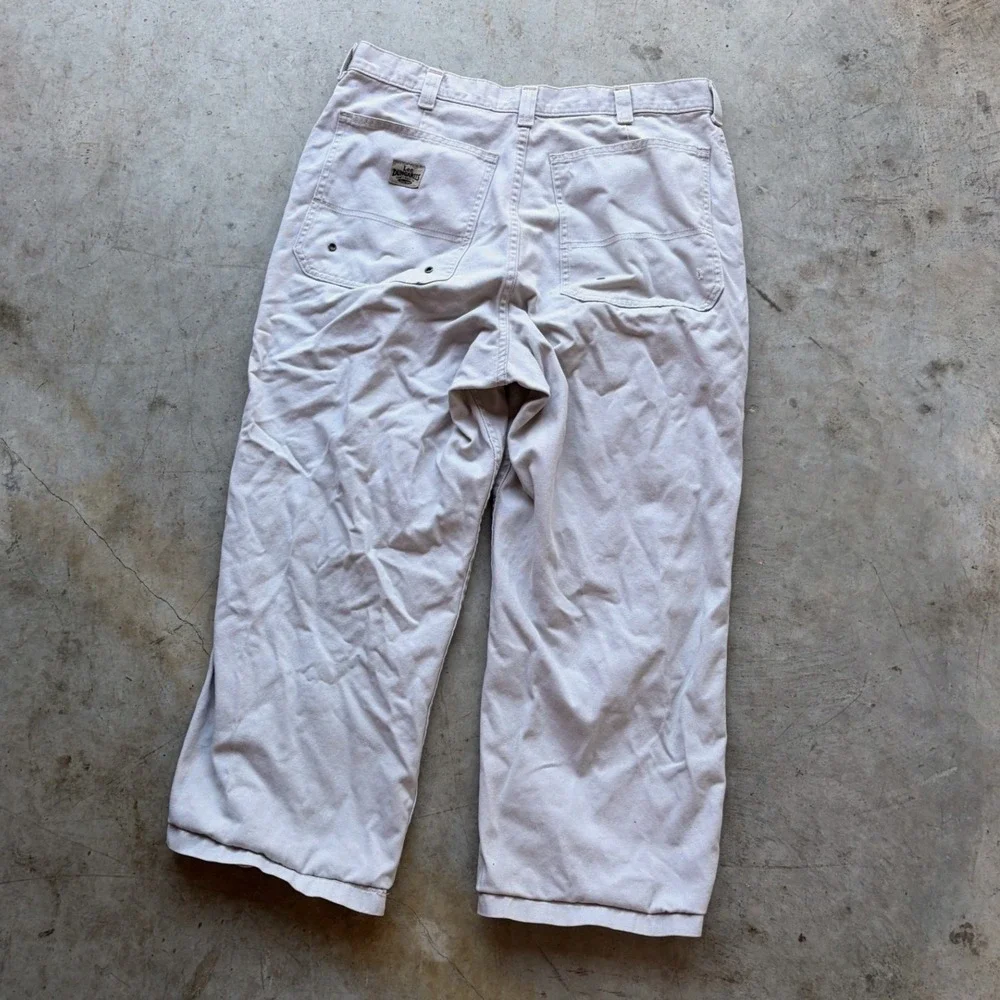 Vintage Lee Dungarees Mens‎ Cargo Pants Khaki Wide Leg Relaxed Workwear 36x27